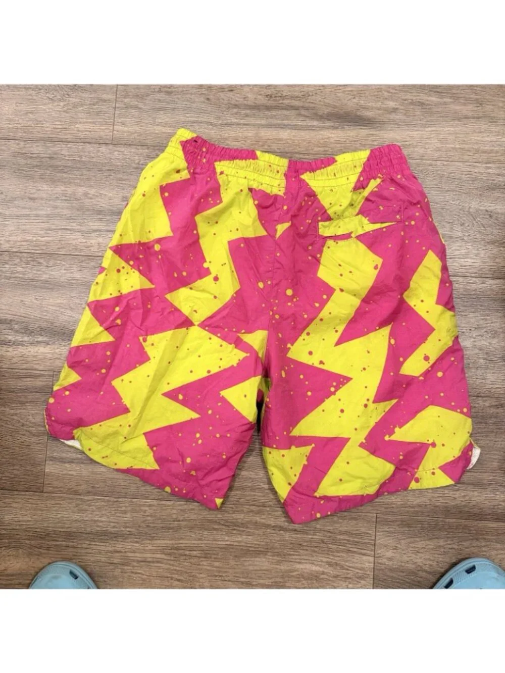 Jordan Swim Trunks Mens M Pink Yellow Volt Swim Shorts Mesh Lined CJ4701-623